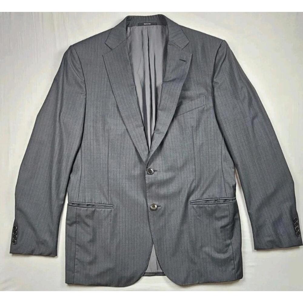 Ermenegildo Zegna 100% Wool Sport Coat Jacket Gray Striped Sz IT 52R US 42R